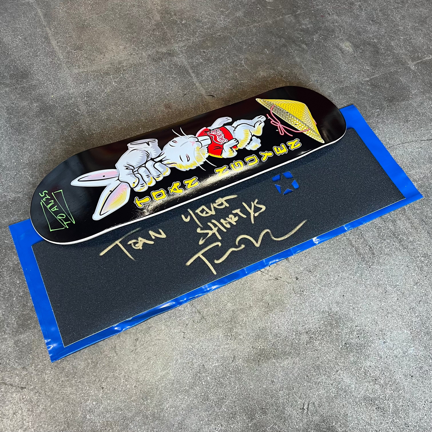 SIGNED Toan Nguyen Rabbit Wallride Exclusive Skateboard Deck Plus Grip