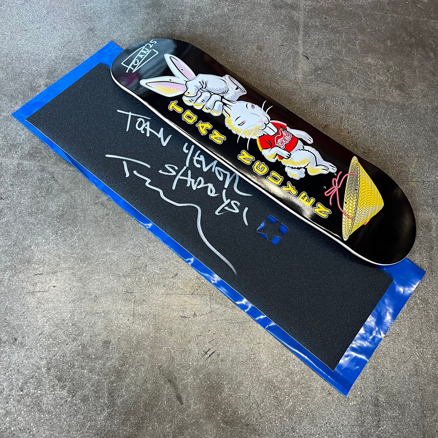 SIGNED Toan Nguyen Rabbit Wallride Exclusive Skateboard Deck Plus Grip
