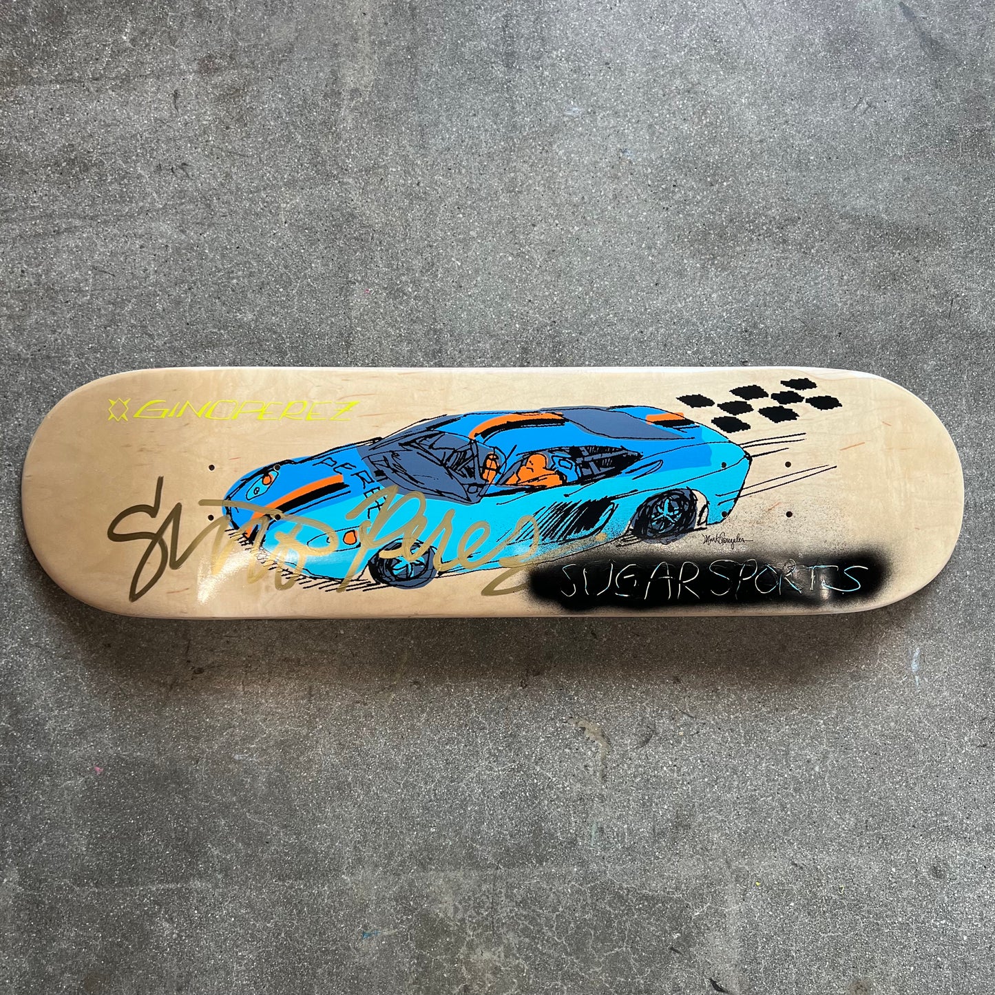 SIGNED SPRAYED Gino Perez Mark Gonzales Art Sugar Sports Exclusive Autographed Skateboard Deck