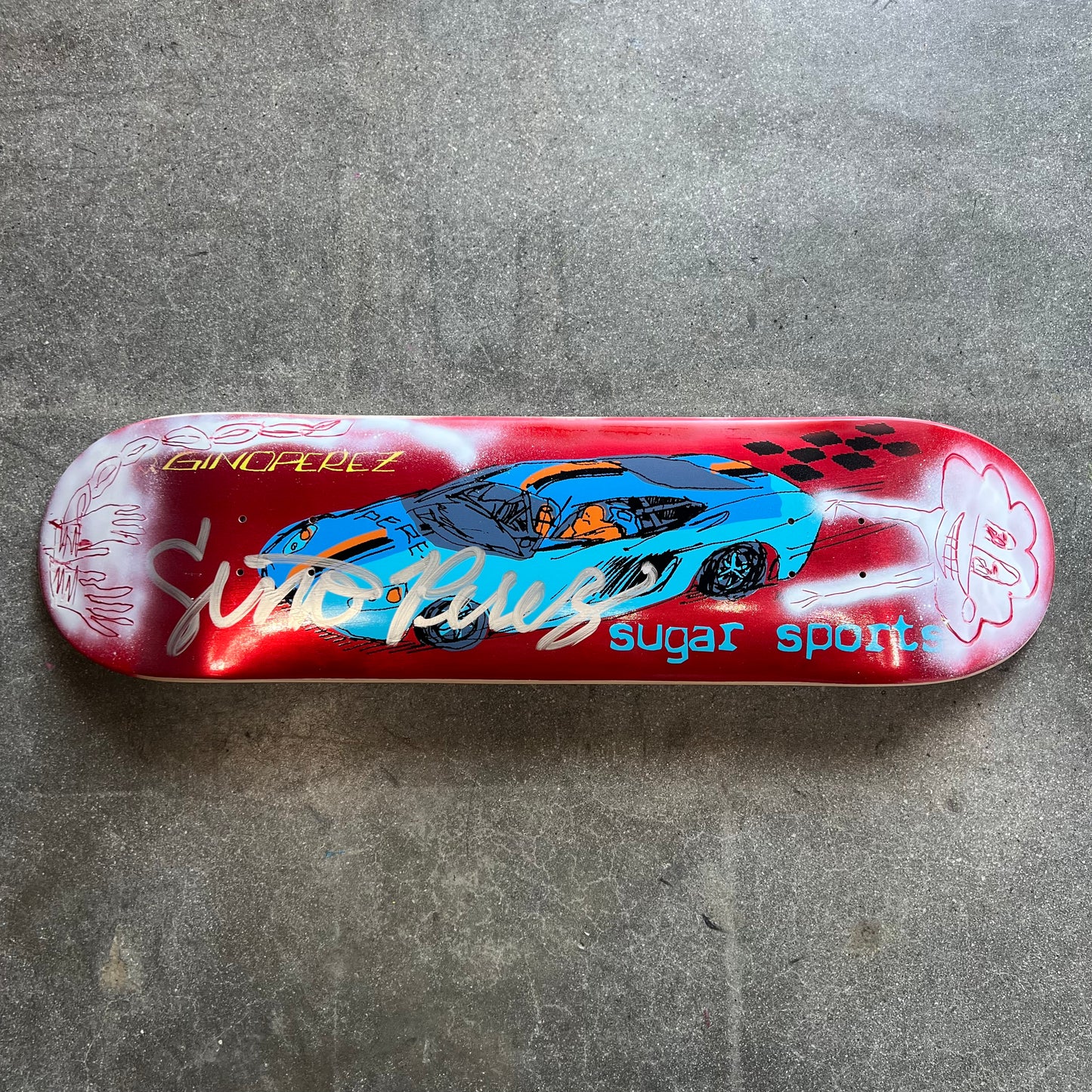 SIGNED SPRAYED Gino Perez Mark Gonzales Art Sugar Sports Exclusive Autographed Skateboard Deck